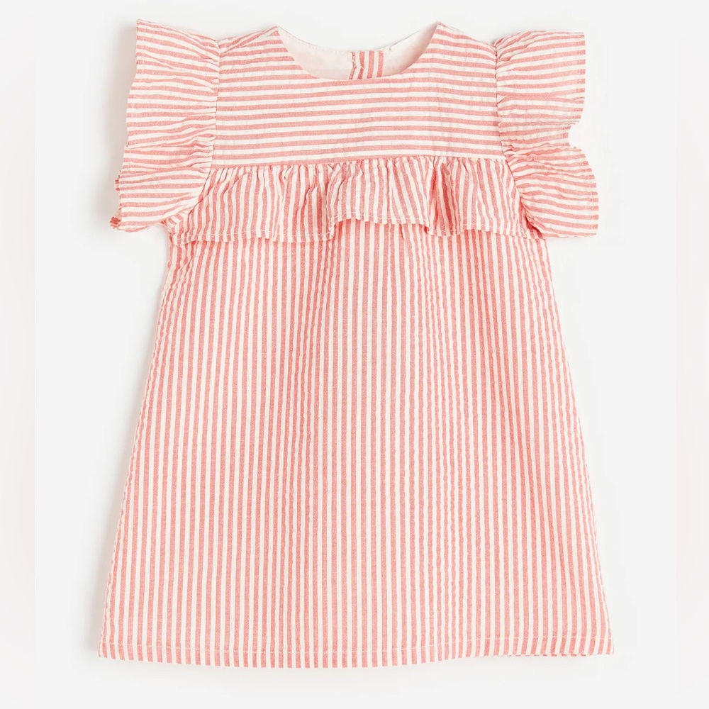 H&M RUFFLE-TRIMMED COTTON DRESS 4T
